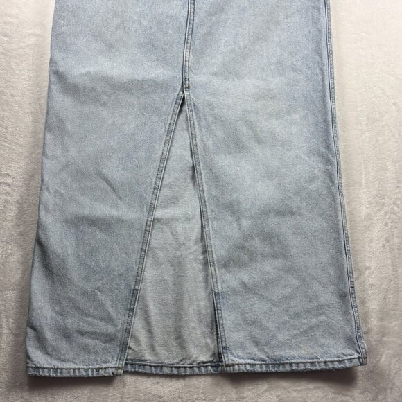 Mango MNG Womens Light Wash Denim Maxi Skirt S-Front Slit High Waist Jean Skirt - Picture 7 of 10